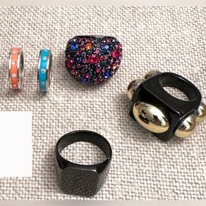 5 Pc Bundle of Colorful and Bold Rings